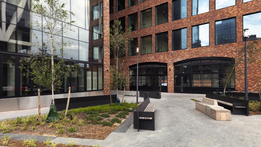 A building with glass windows.